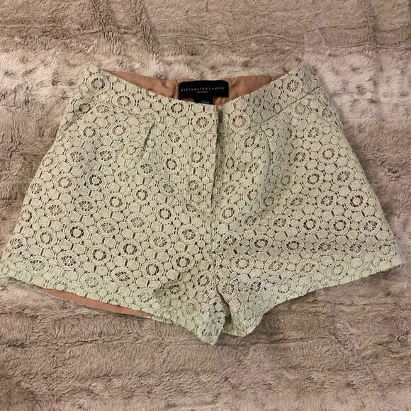 : : VICTORIA BECKHAM for Target Pale Mint Green Lace Shorts with Tan Lining : : - Picture 11 of 11